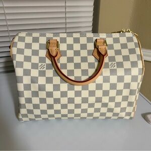 Checkered Cream and Gray Handbag